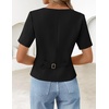 image:imageZESICA Womens Summer Vest Top Short Sleeve Blouse Suit Blazer Work OutfitsBlack