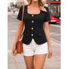 image:imageZESICA Womens Summer Vest Top Short Sleeve Blouse Suit Blazer Work OutfitsBlack