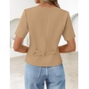 image:imageZESICA Womens Summer Vest Top Short Sleeve Blouse Suit Blazer Work OutfitsKhaki