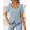 image:imageZESICA Womens Summer Vest Top Short Sleeve Blouse Suit Blazer Work OutfitsLight Blue