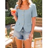 image:imageZESICA Womens Summer Vest Top Short Sleeve Blouse Suit Blazer Work OutfitsLight Blue