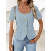 image:imageZESICA Womens Summer Vest Top Short Sleeve Blouse Suit Blazer Work OutfitsLight Blue