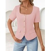 image:imageZESICA Womens Summer Vest Top Short Sleeve Blouse Suit Blazer Work OutfitsLight Pink