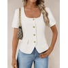 image:imageZESICA Womens Summer Vest Top Short Sleeve Blouse Suit Blazer Work OutfitsWhite