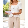 image:imageZESICA Womens Summer Vest Top Short Sleeve Blouse Suit Blazer Work OutfitsWhite
