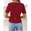 image:imageZESICA Womens Summer Vest Top Short Sleeve Blouse Suit Blazer Work OutfitsWine Red