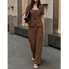image:imageZESICA Womens Two Pieces Suits Set Business Casual OutfitsBrown