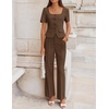image:imageZESICA Womens Two Pieces Suits Set Business Casual OutfitsBrown
