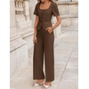 image:imageZESICA Womens Two Pieces Suits Set Business Casual OutfitsBrown