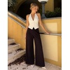 image:imageZESICA Womens Wide Leg Striped Business Work Palazzo PantsBlackred