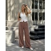 image:imageZESICA Womens Wide Leg Striped Business Work Palazzo PantsBrown