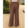 image:imageZESICA Womens Wide Leg Striped Business Work Palazzo PantsBrown