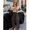 image:imageZESICA Womens Wide Leg Striped Business Work Palazzo PantsCoffee
