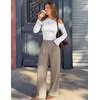 image:imageZESICA Womens Wide Leg Striped Business Work Palazzo PantsKhaki
