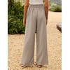 image:imageZESICA Womens Wide Leg Striped Business Work Palazzo PantsKhaki