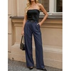 image:imageZESICA Womens Wide Leg Striped Business Work Palazzo PantsNavy
