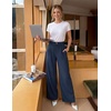 image:imageZESICA Womens Wide Leg Striped Business Work Palazzo PantsNavy