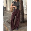 image:imageZESICA Womens Wide Leg Striped Business Work Palazzo PantsRedbrown