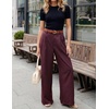 image:imageZESICA Womens Wide Leg Striped Business Work Palazzo PantsWine