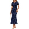 image:imageZESICA Women Summer 2026 Floral Short Sleeve Bodycon Mesh Maxi Formal DressNavy