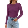 image:imageZESICA Womens 2026 Fall Long Sleeve Crewneck Tops Slim Fit SweatersFuchsia
