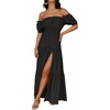 image:imageZESICA Womens 2026 Summer Off Shoulder Boho Maxi DressBlack