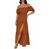 image:imageZESICA Womens 2026 Summer Off Shoulder Boho Maxi DressCaramel
