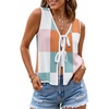 image:imageZESICA Womens 2026 Summer Tie Front Sweater Vest TopWhite Pink