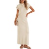 image:imageZESICA Womens Bodycon Knit Short Sleeve Sweater Maxi DressApricot