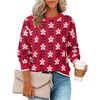 image:imageZESICA Womens Long Sleeve Crewneck Printed Knitted SweatersRed