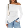 image:imageZESICA Womens Off The Shoulder Asymmetrical Going Out TopsWhite