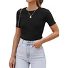 image:imageZESICA Womens Short Sleeve Sweater Tops 2026 Summer Crewneck Basic T ShirtBlack