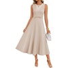 image:imageZESICA Womens Sleeveless Knit Midi Dress Pleated Sweater DressesApricot