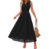 image:imageZESICA Womens Sleeveless V Neck Hollow Out Eyelet A Line Flowy Maxi DressBlack