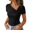 image:imageZESICA Womens Summer Asymmetrical Ruched TShirts Going Out Cute Work TopsBlack Polka Dot