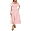 image:imageZESICA Womens Summer Button Down Short Sleeve Midi DressPink