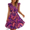 image:imageZESICA Womens Summer Floral Chiffon Beach Mini DressPurple
