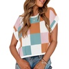 image:imageZESICA Womens Summer Floral Print Short Sleeve Knit Sweater VestWhitepink