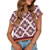image:imageZESICA Womens Summer Floral Print Short Sleeve Knit Sweater VestWine