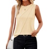 image:imageZESICA Womens Summer Going Out Tops Sleeveless Crewneck Pleated Tank TopApricot