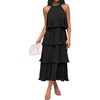 image:imageZESICA Womens Summer Halter Ruffle Wedding Guest Midi DressesDarkblack