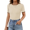 image:imageZESICA Womens Summer Short Sleeve Business Casual TopsApricot