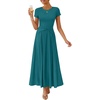 image:imageZESICA Womens Summer Short Sleeve Twist Front Maxi DressesTeal