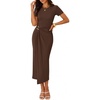 image:imageZESICA Womens Summer Short Sleeve Wrap Cocktail Midi DressCoffee