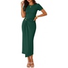 image:imageZESICA Womens Summer Short Sleeve Wrap Cocktail Midi DressGreen