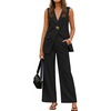 image:imageZESICA Womens Summer Sleeveless 2 Piece Blazer Suit SetsBlack