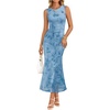 image:imageZESICA Womens Summer Sleeveless Floral Bodycon Wedding Guest DressesBlue