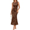 image:imageZESICA Womens Summer Sleeveless Floral Bodycon Wedding Guest DressesBrown