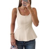 image:imageZESICA Womens Summer Sleeveless Vest Top Trendy Peplum TopsApricot