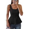image:imageZESICA Womens Summer Sleeveless Vest Top Trendy Peplum TopsBlack